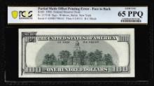 1996 $100 Federal Reserve Note Partial Matte Offset Error PCGS Gem Uncirculated 65PPQ