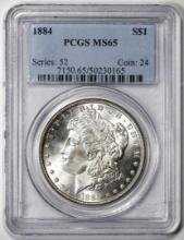 1884 $1 Morgan Silver Dollar Coin PCGS MS65