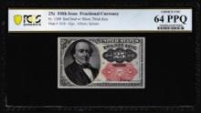 1874 Fifth Issue 25 Cents Fractional Currency Note Fr.1309 PCGS Choice Unc 64PPQ