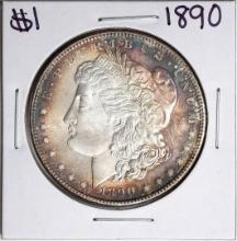 1890 $1 Morgan Silver Dollar Coin Great Toning