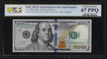 2017A $100 Federal Reserve Note SF PCGS Superb Gem Unc 67PPQ Fancy Serial Number