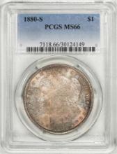 1880-S $1 Morgan Silver Dollar Coin PCGS MS66 Amazing Toning