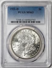 1921-D $1 Morgan Silver Dollar Coin PCGS MS63