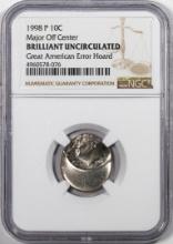 1998-P Roosevelt Dime Coin Error Major Off Center NGC Brilliant Uncirculated