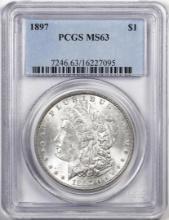 1897 $1 Morgan Silver Dollar Coin PCGS MS63