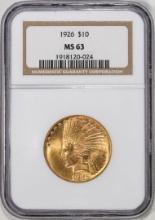 1926 $10 Indian Head Eagle Gold Coin NGC MS63