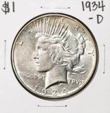 1934-D $1 Peace Silver Dollar Coin