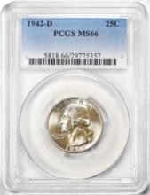 1942-D Washington Quarter Coin PCGS MS66