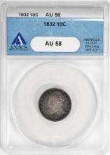 1832 Capped Bust Dime Coin ANACS AU58