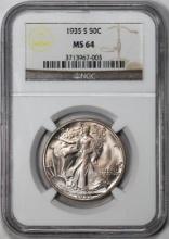 1935-S Walking Liberty Half Dollar Coin NGC MS64