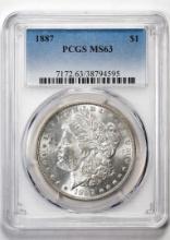 1887 $1 Morgan Silver Dollar Coin PCGS MS63