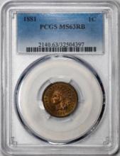 1881 Indian Head Cent Coin PCGS MS63RB