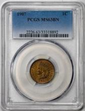 1907 Indian Cent Coin PCGS MS63BN