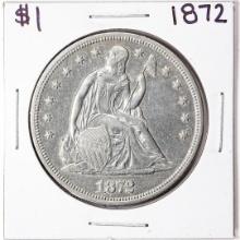 1872 $1 Seated Liberty Silver Dollar Coin