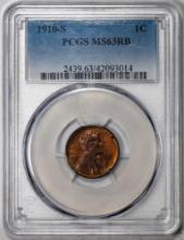 1910-S Lincoln Wheat Cent Coin PCGS MS63RB