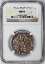 1926-S Oregon Trail Memorial Commemorative Half Dollar Coin NGC MS64 Amazing Color