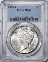 1923-S $1 Peace Silver Dollar Coin PCGS MS63