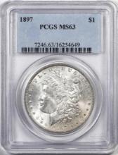 1897 $1 Morgan Silver Dollar Coin PCGS MS63