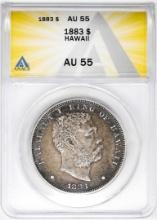 1883 $1 Kingdom of Hawaii Dollar Coin ANACS AU55