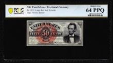 1863 Fourth Issue 50 Cents Lincoln Fractional Note Fr.1374 PCGS Choice Unc 64PPQ