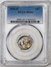 1934-D Mercury Dime Coin PCGS MS66