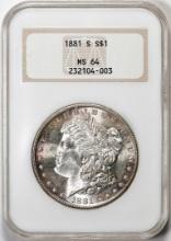 1881-S $1 Morgan Silver Dollar Coin NGC MS64 Toning  Old Fatty Holder