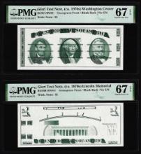 Set of Giori Test Note Washington & Lincoln Memorial PMG Superb Gem Unc 67EPQ