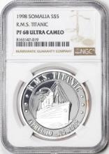 1998 Somalia $5 Proof R.M.S. Titanic Silver Coin NGC PF68 Ultra Cameo