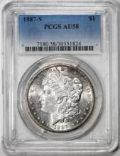 1887-S $1 Morgan Silver Dollar Coin PCGS AU58