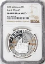 1998 Somalia $5 Proof R.M.S. Titanic Silver Coin NGC PF68 Ultra Cameo