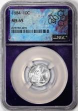 1884 Seated Dime Coin NGC MS65 Purple Core