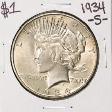 1934-S $1 Peace Silver Dollar Coin