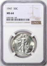 1947 Walking Liberty Half Dollar Coin NGC MS64