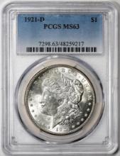 1921-D $1 Morgan Silver Dollar Coin PCGS MS63