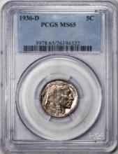 1936-D Buffalo Nickel Cent Coin PCGS MS65