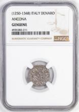 1250-1348 Italy Denaro Ancona Coin NGC Genuine