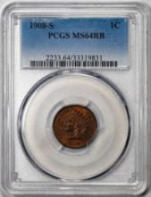 1908-S Indian Cent Coin PCGS MS64RB