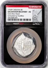 1754P C Bolivia 8 Reales Silver Coin NGC Excavation Recovery AU VaultBox Unvaulted