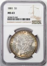 1881 $1 Morgan Silver Dollar Coin NGC MS63 Nice Toning