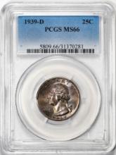 1939-D Washington Quarter Coin PCGS MS66 Amazing Toning