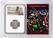 Armenia 1198-1219 AD Levon I AR Tram Crusades Ancient Coin NGC AU Story Box