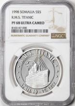 1998 Somalia $5 Proof R.M.S. Titanic Silver Coin NGC PF68 Ultra Cameo