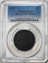 1797 Reverse of 1797 Stems Draped Bust Large Cent Coin PCGS AG03