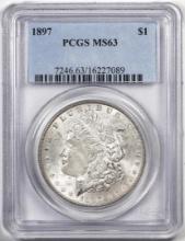 1897 $1 Morgan Silver Dollar Coin PCGS MS63