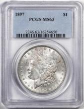 1897 $1 Morgan Silver Dollar Coin PCGS MS63