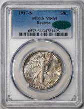 1917-S Reverse Walking Liberty Half Dollar Coin PCGS MS64 CAC