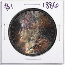 1886 $1 Morgan Silver Dollar Coin Amazing Toning