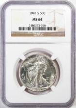 1941-S Walking Liberty Half Dollar Coin NGC MS64