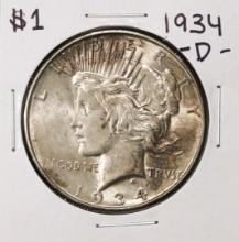 1934-D $1 Peace Silver Dollar Coin