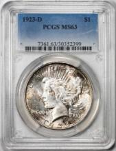 1923-D $1 Peace Silver Dollar Coin PCGS MS63 Nice Toning